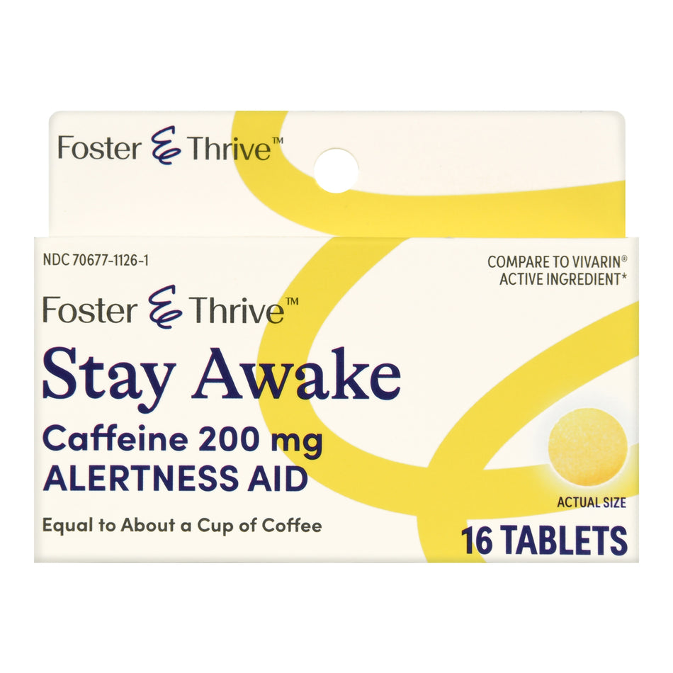 Foster & Thrive Stay Awake Caffeine 200 mg Tablets-Foster & Thrive Stimulant 200 mg Strength Tablet