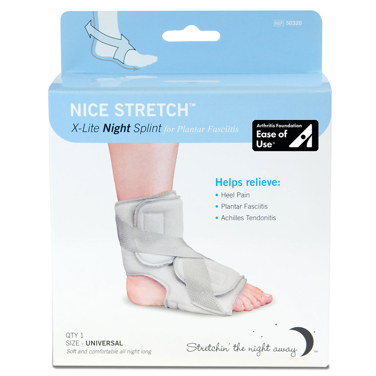 Nice Stretch X-Lite Plantar Fasciitis Night Splint, One Size Fits Most-Plantar Fasciitis Night Splint Nice Stretch X-Lite One Size Fits Most Hook and Loop Closure Left or Right Foot