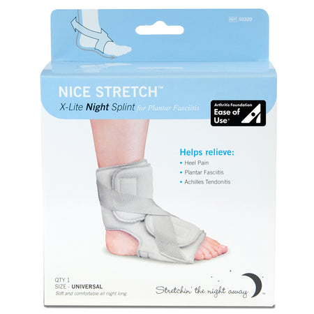 Nice Stretch X-Lite Plantar Fasciitis Night Splint, One Size Fits Most-Plantar Fasciitis Night Splint Nice Stretch X-Lite One Size Fits Most Hook and Loop Closure Left or Right Foot