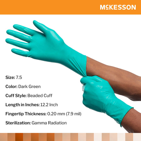 McKesson Perry® Performance Plus Polychloroprene Surgical Glove, Size 7.5, Green - Gloves>Surgical Gloves - McKesson Brand