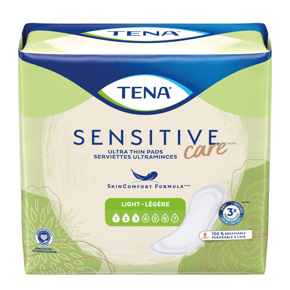 TENA Sensitive Care Ultra Thin Light Regular Bladder Control Pad, 9-Inch Length-Bladder Control Pad TENA Sensitive Care 9 Inch Length Light Absorbency Dry-Fast Core One Size Fits Most