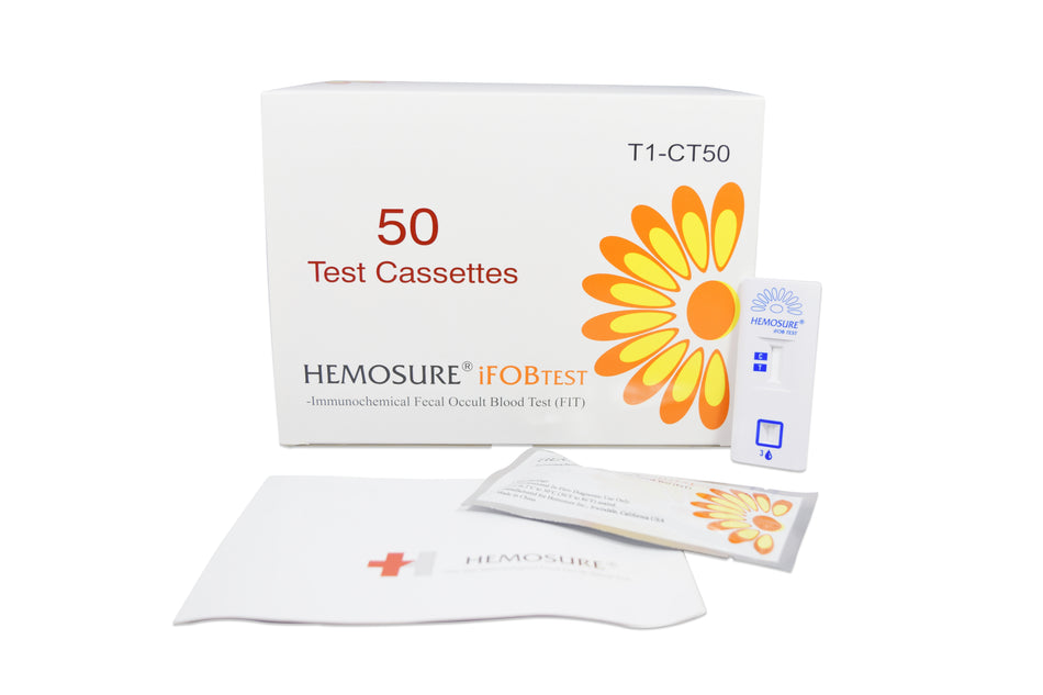 Hemosure Fecal Occult Blood (iFOB or FIT) Colorectal Cancer Screening Test Kit-Cancer Screening Test Kit Hemosure Fecal Occult Blood Test (iFOB or FIT) 50 Tests CLIA Waived