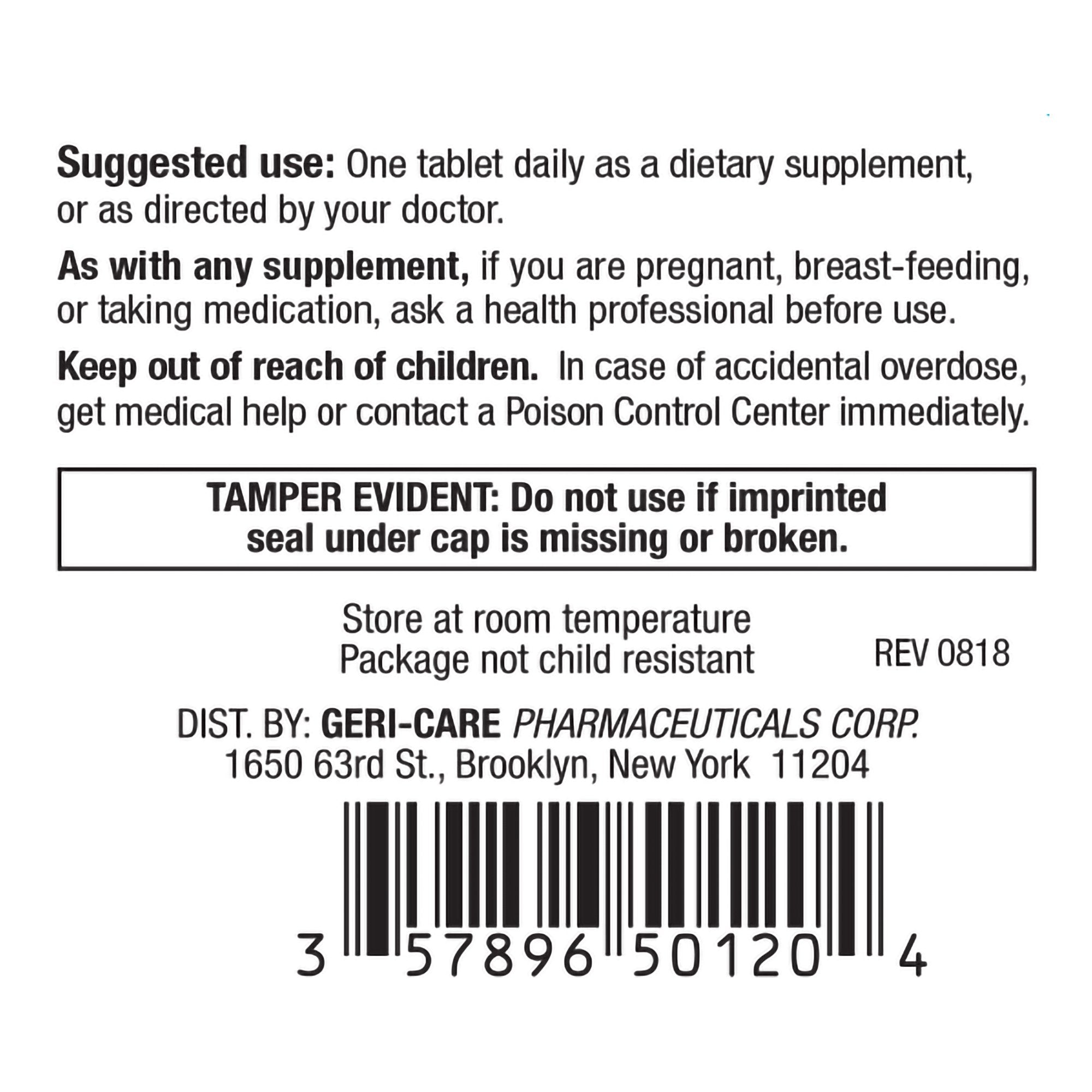 Geri-Care Multivitamin Supplement-Multivitamin Supplement Geri-Care Tablet 200 per Bottle