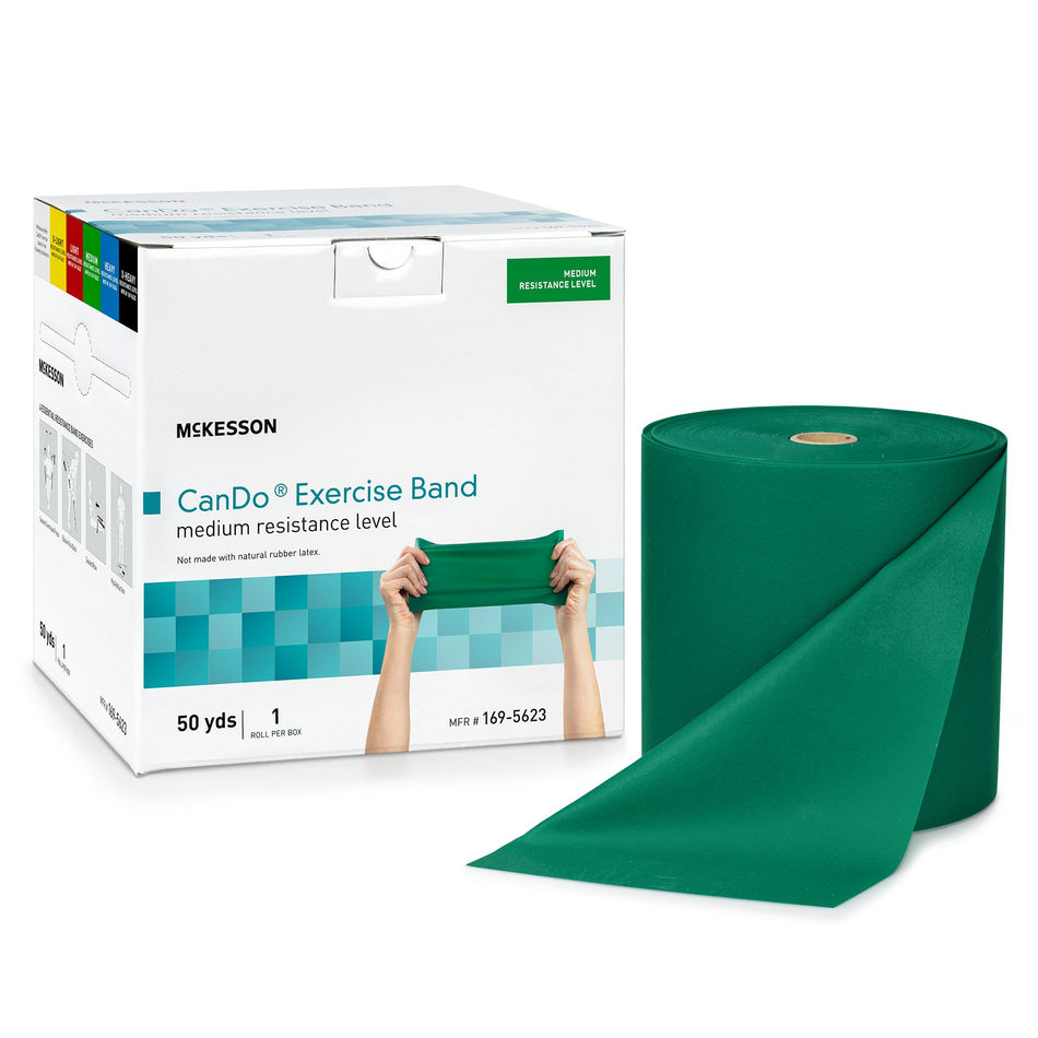 McKesson CanDo� Exercise Resistance Band, Green, 5 Inch x 50 Yard, Medium Resistance-Exercise Resistance Band McKesson CanDo� Green 5 Inch X 50 Yard Medium Resistance