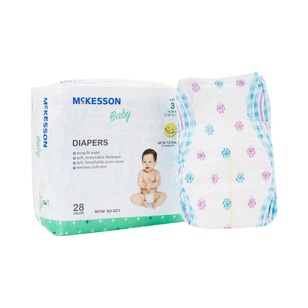 McKesson Baby Diapers, Size 3-Unisex Baby Diaper McKesson Size 3 Disposable Heavy Absorbency