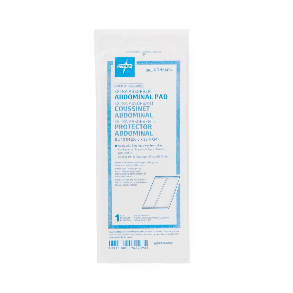 Medline Sterile Abdominal Pad, 8 x 10 Inch-Abdominal Pad Medline 8 X 10 Inch Sterile 1 per Pack