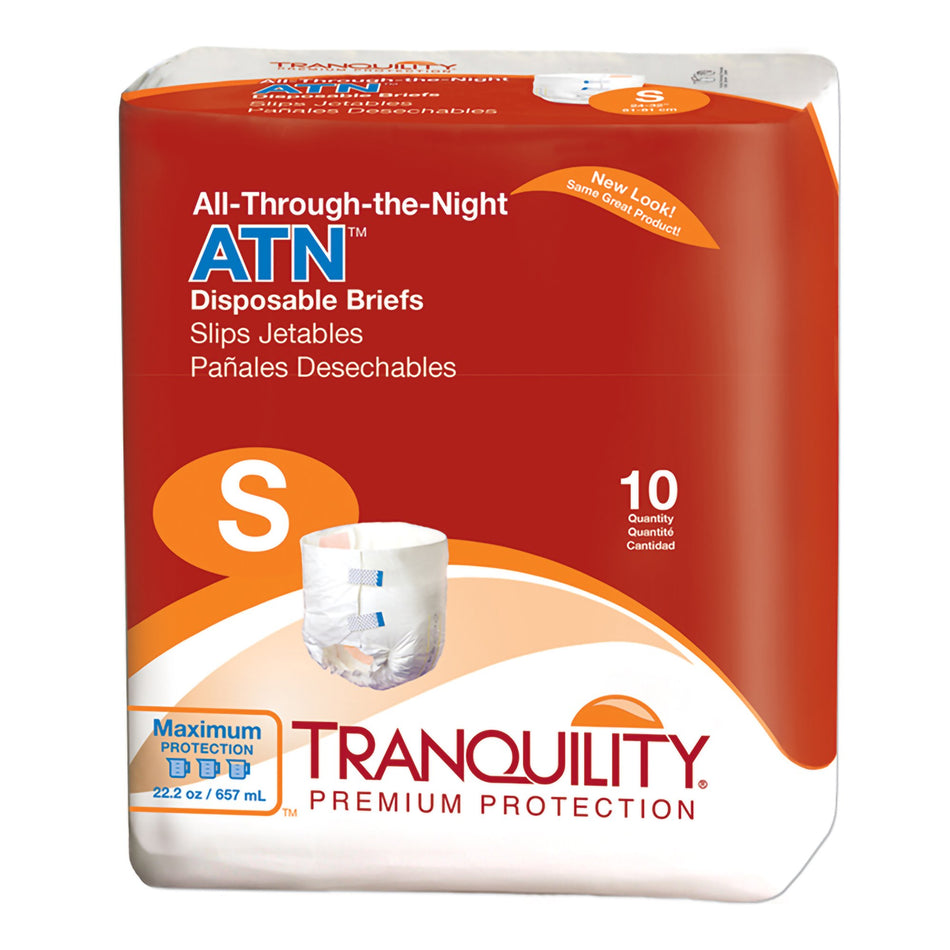 Tranquility ATN Maximum Protection Incontinence Brief, Small-Unisex Adult Incontinence Brief Tranquility ATN Small Disposable Heavy Absorbency