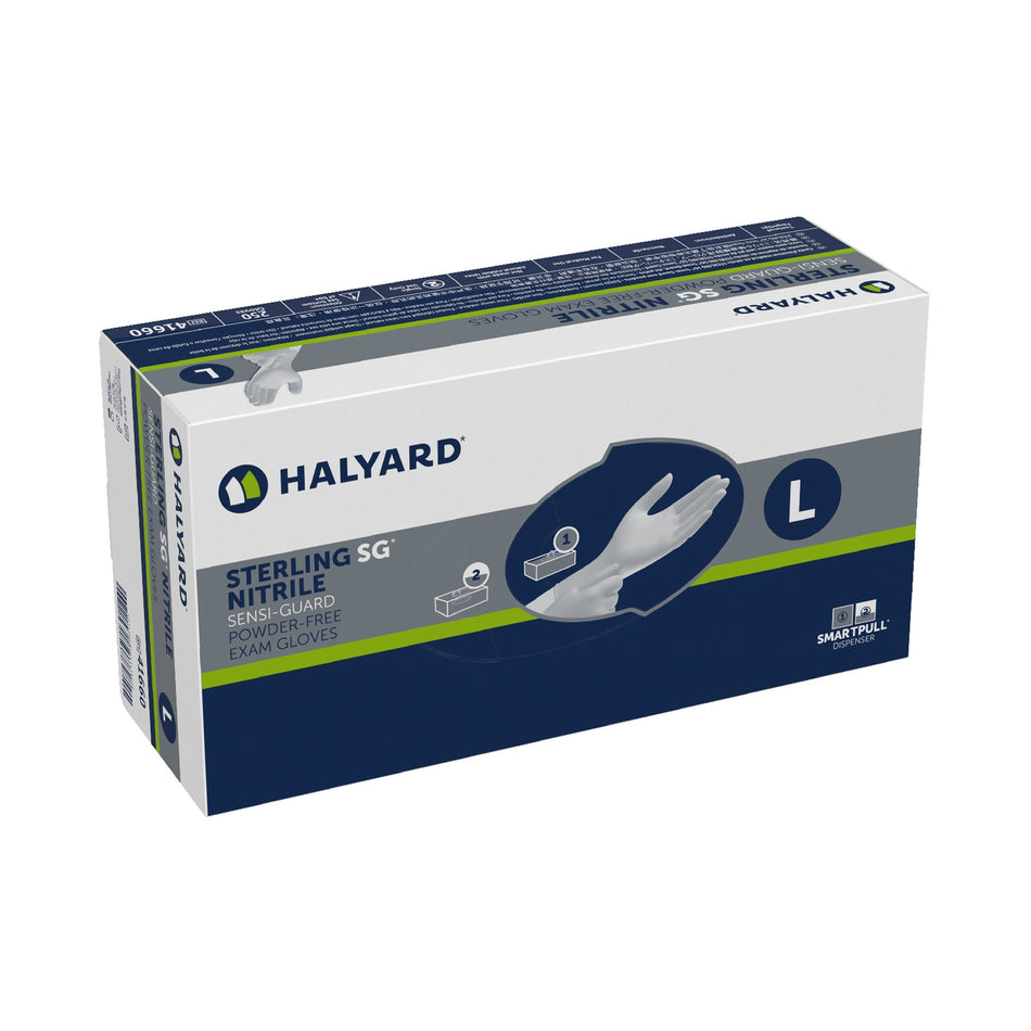 Sterling SG Nitrile Exam Glove, Large, Silver-Exam Glove STERLING SG Large NonSterile Nitrile Standard Cuff Length Textured Fingertips Silver Chemo Tested