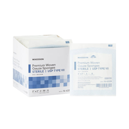 McKesson Sterile USP Type VII Gauze Sponge, 2 x 2 Inch, 8-Ply-Gauze Sponge McKesson 2 X 2 Inch 8-Ply Sterile 2 per Pack