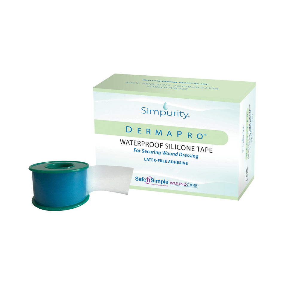 DermaPro Silicone Medical Tape, 2 Inch x 15 Foot, Transparent-Waterproof Medical Tape DermaPro White 2 Inch X 5 Yard Silicone NonSterile