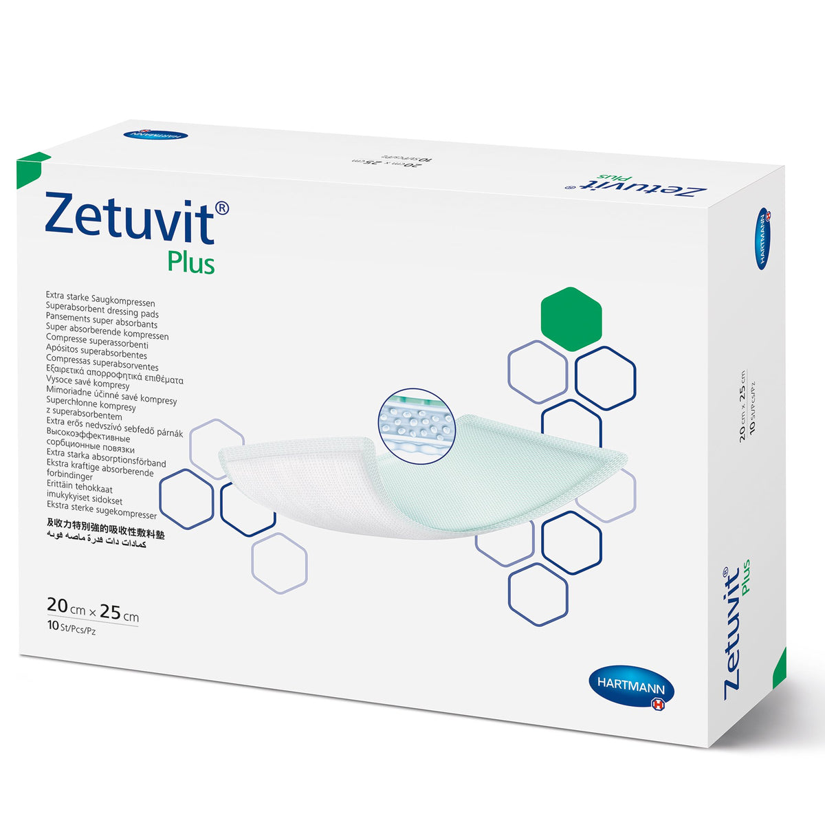 Zetuvit Plus Silicone Super Absorbent Dressing, 8 x 10 Inch-Super Absorbent Dressing Zetuvit Plus Silicone Non-Bordered Nonadhesive 8 X 10 Inch Rectangle