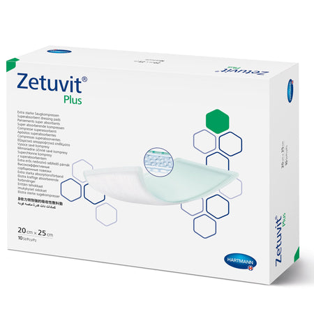 Zetuvit Plus Silicone Super Absorbent Dressing, 8 x 10 Inch-Super Absorbent Dressing Zetuvit Plus Silicone Non-Bordered Nonadhesive 8 X 10 Inch Rectangle