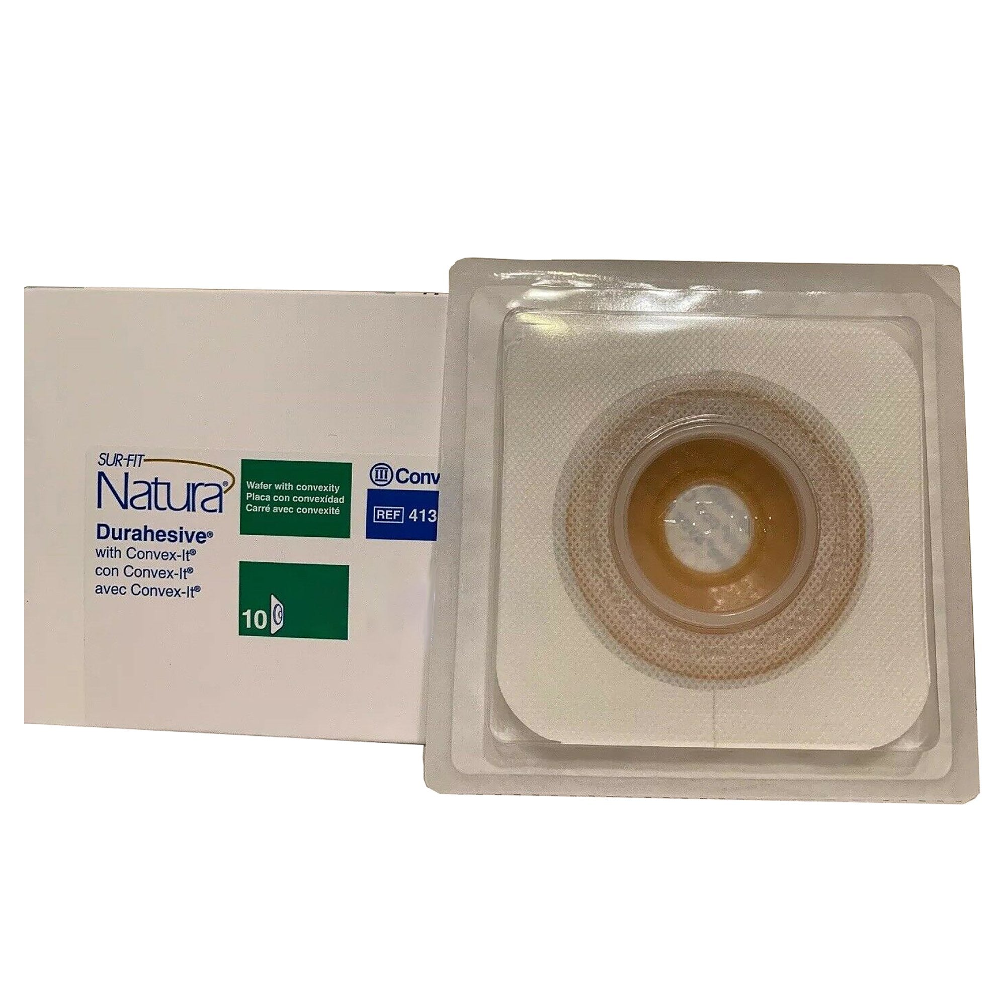 Sur-Fit Natura Colostomy Barrier With 7/8 Inch Stoma Opening-"Ostomy Barrier Sur-Fit Natura Precut, Extended Wear Durahesive Adhesive 45 mm Flange Sur-Fit Natura System Hydrocolloid 7/8 Inch Opening 4-1/2 X 4-1/2 Inch"