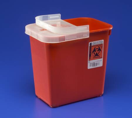 SharpSafety Multi-purpose Sharps Container, 2 Gallon, 10 x 10 x 7 Inch-Sharps Container SharpSafety Red Base 10 H X 10-1/2 W X 7-1/4 D Inch Horizontal Entry 2 Gallon