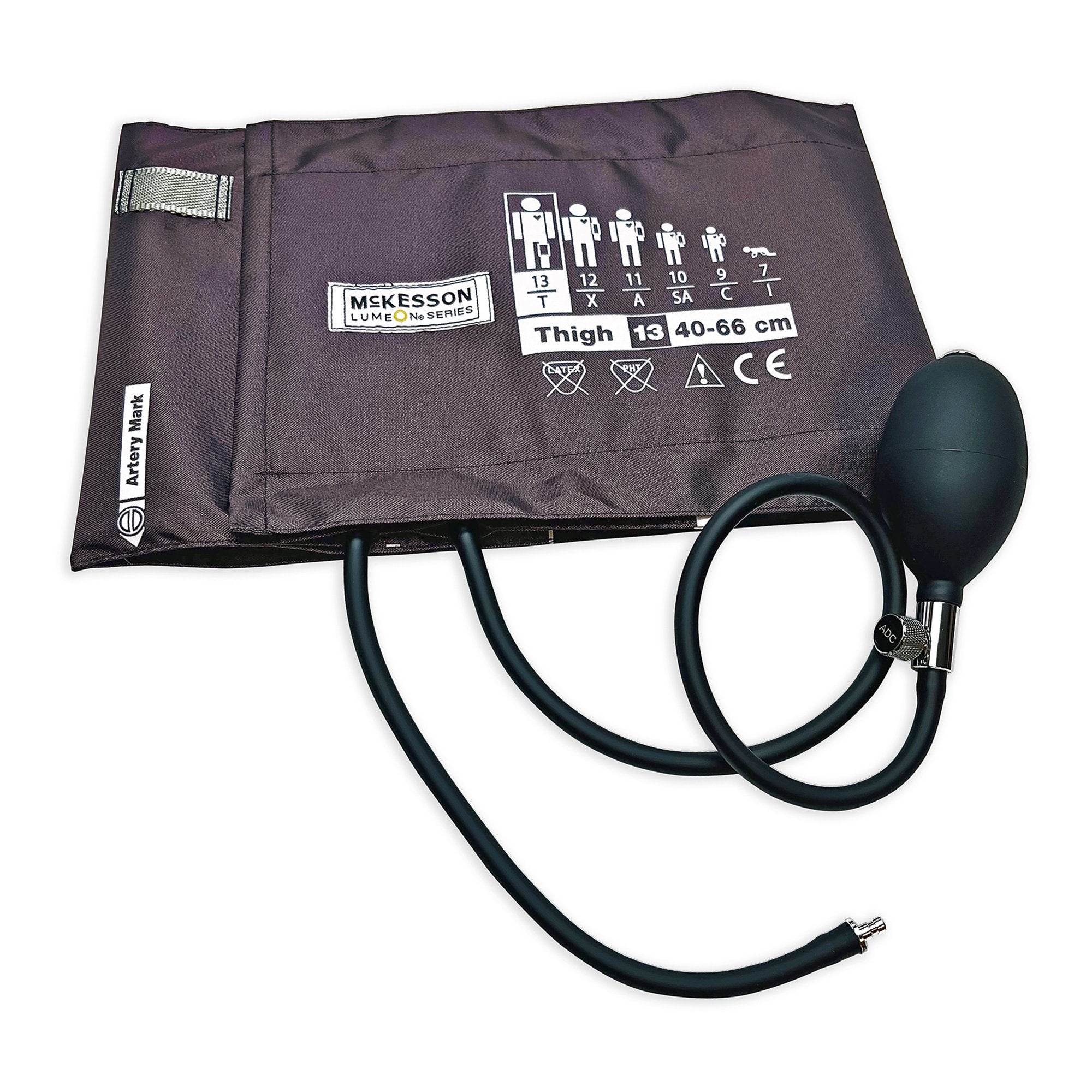 McKesson Lumeon Blood Pressure Cuff and Bulb, Nylon Cuff, extra large Cuff, Brown, 40 - 66 cm, Thigh-Reusable Blood Pressure Cuff and Bulb McKesson LUMEON 40 to 66 cm Leg Nylon Cuff Thigh Cuff