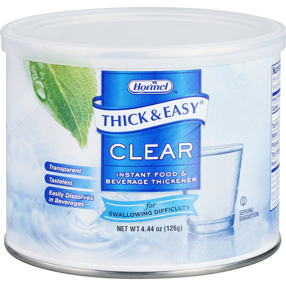 Thick & Easy Clear Food and Beverage Thickener, 4.4-ounce canister-Food and Beverage Thickener Thick & Easy Clear 4.4 oz. Canister Unflavored Powder IDDSI Level 2 Mildly Thick