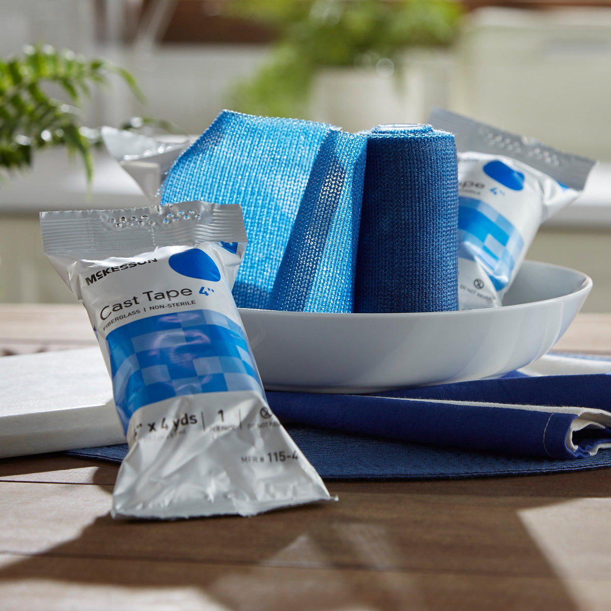 McKesson Blue Cast Tape, 4 Inch x 4 Yard-Cast Tape McKesson 4 Inch X 12 Foot Fiberglass Blue