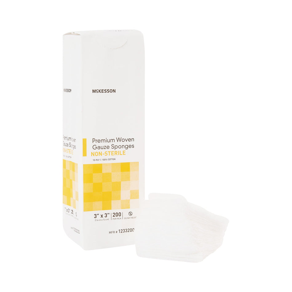 McKesson Gauze Sponge, 3 x 3 Inch, 12-Ply-Gauze Sponge McKesson 3 X 3 Inch 12-Ply NonSterile 200 per Pack