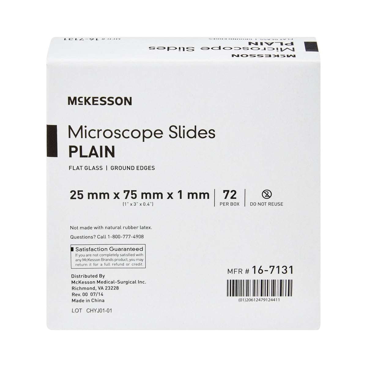 McKesson Plain Microscope Slide, 1 x 3 Inch-Microscope Slide McKesson 1 X 3 Inch X 1 mm Plain