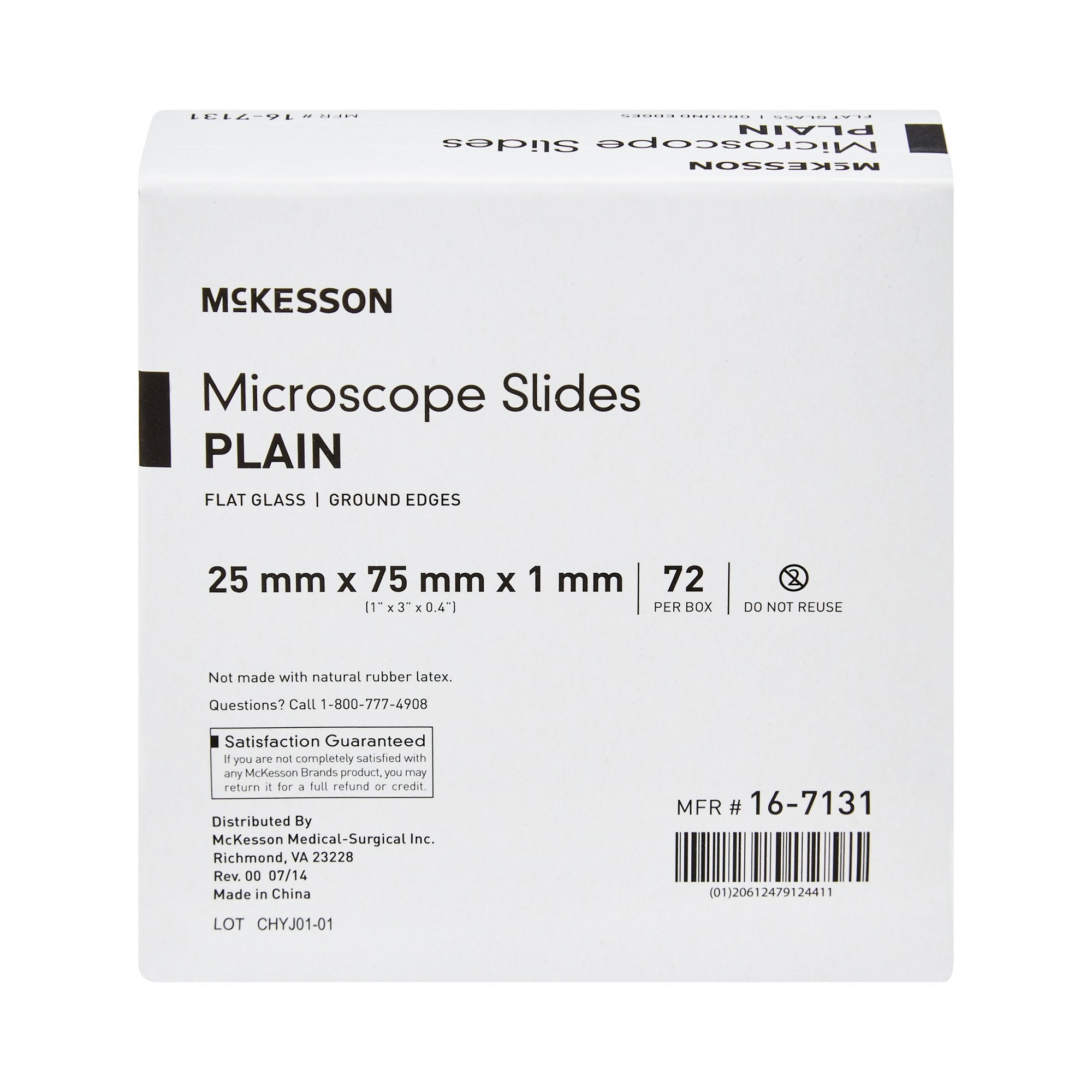 McKesson Plain Microscope Slide, 1 x 3 Inch-Microscope Slide McKesson 1 X 3 Inch X 1 mm Plain