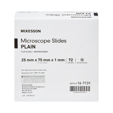 McKesson Plain Microscope Slide, 1 x 3 Inch-Microscope Slide McKesson 1 X 3 Inch X 1 mm Plain