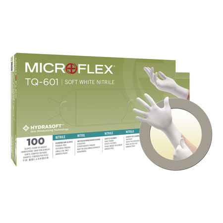Soft White Nitrile Exam Glove, Small, White-Exam Glove Soft White Nitrile* Small NonSterile Nitrile Standard Cuff Length Textured Fingertips White Not Rated