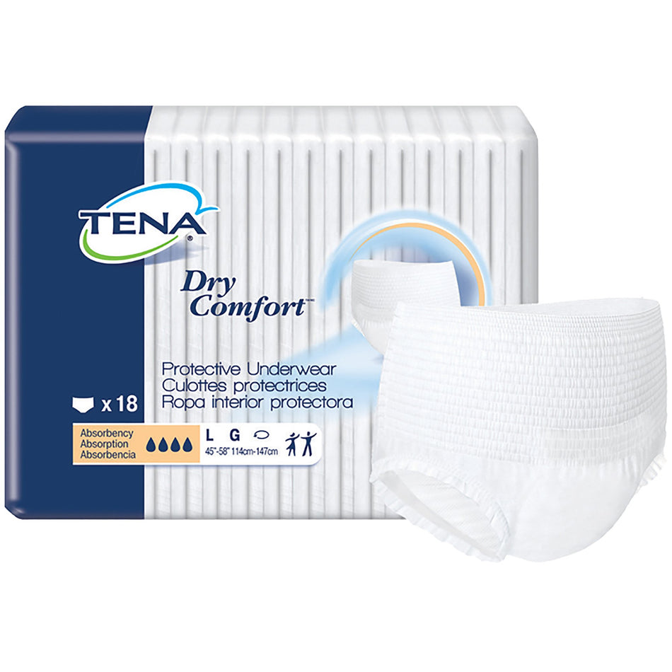 Tena Dry Comfort Absorbent Underwear, Large-Unisex Adult Absorbent Underwear TENA Dry Comfort Pull On with Tear Away Seams Large Disposable Moderate Absorbency
