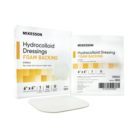 McKesson Hydrocolloid Dressing, 6 x 6 Inch-Hydrocolloid Dressing McKesson Foam Backing 6 X 6 Inch Square Hydrocolloid / Foam