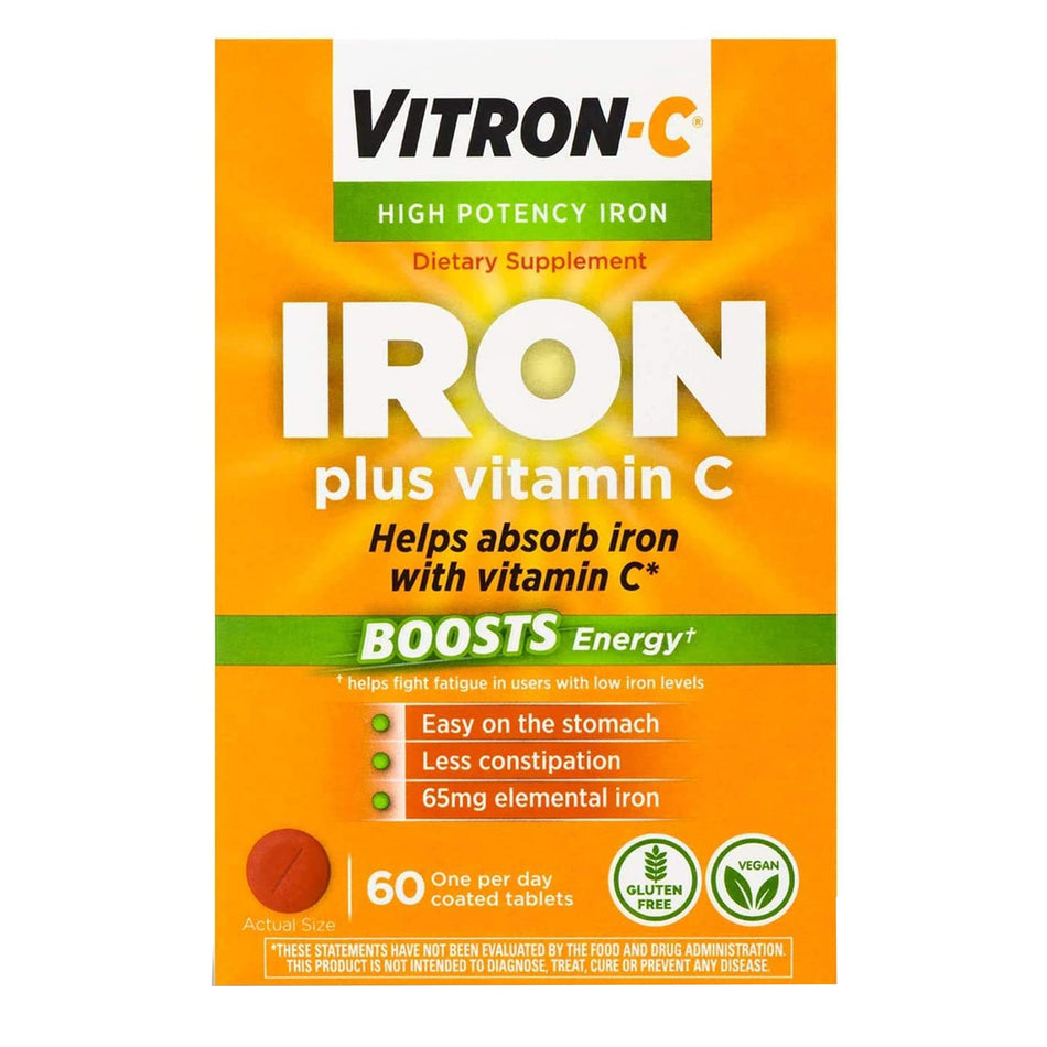 Vitron-C Ascorbic Acid / Iron Supplement-Multivitamin Supplement Vitron-C Ascorbic Acid / Iron 125 mg - 65 mg Strength Tablet 60 per Bottle