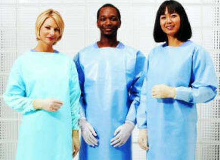 Convertors Impervious Procedure Gown-Protective Procedure Gown One Size Fits Most Blue NonSterile AAMI Level 4 Disposable