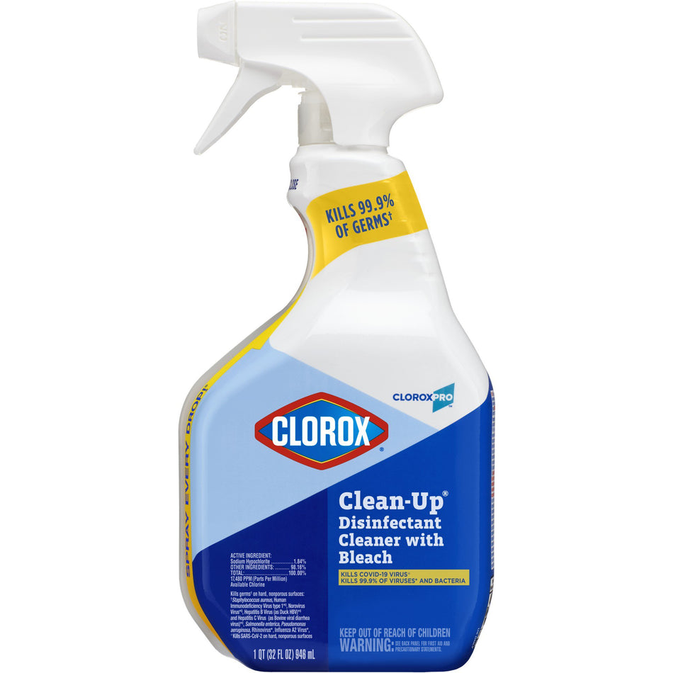 Clorox Pro Clorox Clean-Up Disinfectant Cleaner with Bleach, Spray Bottle, 32 oz.-CloroxPro Clorox Clean-Up with Bleach Surface Disinfectant Cleaner Germicidal Pump Spray Liquid 32 oz. Bottle Chlorine Scent NonSterile
