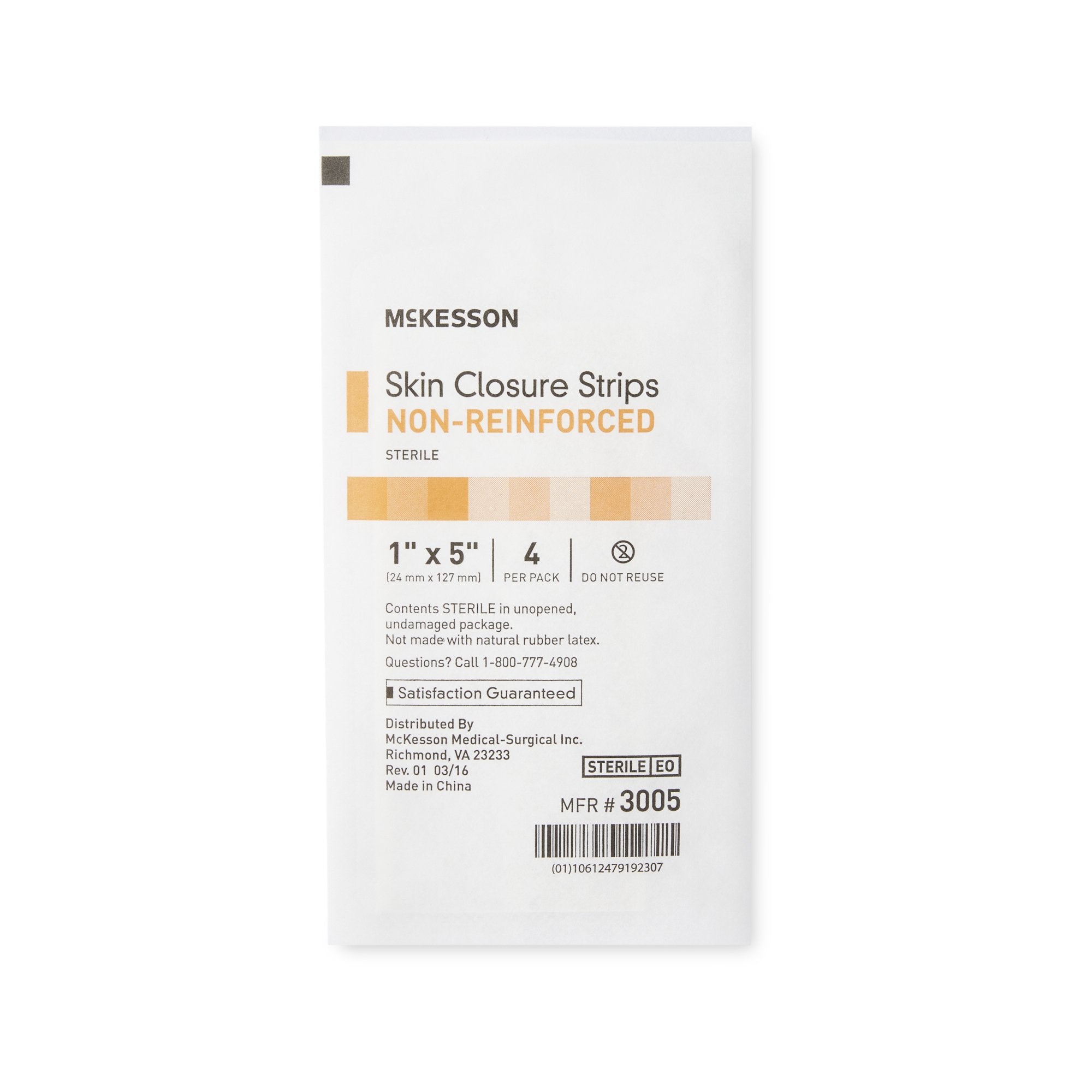 McKesson Non-Reinforced Skin Closure Strip, 1 x 5 Inch-Skin Closure Strip McKesson 1 X 5 Inch Nonwoven Material Flexible Strip Tan