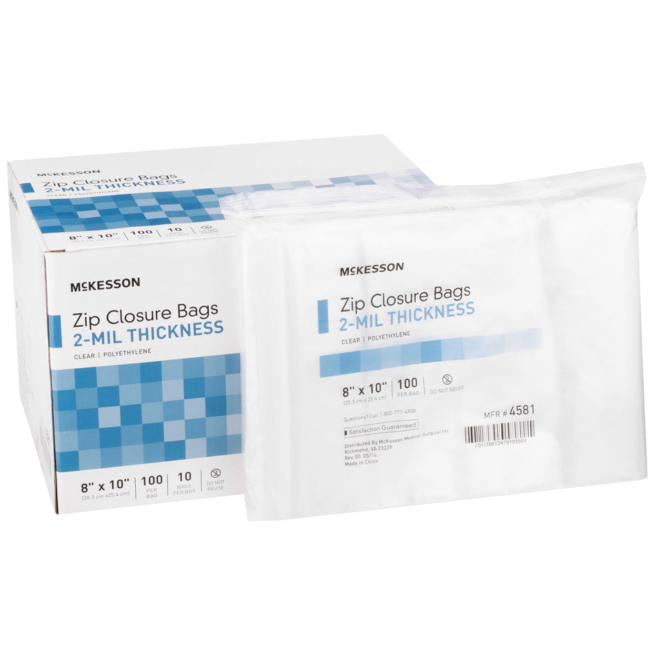 McKesson Zip Closure Bag, 8 X 10 Inches-Reclosable Bag McKesson 8 X 10 Inch Polyethylene Clear Zipper Closure