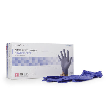 McKesson Confiderm 3.0 Nitrile Exam Glove, Small, Blue-Exam Glove McKesson Confiderm 3.0 Small NonSterile Nitrile Standard Cuff Length Textured Fingertips Blue Not Rated