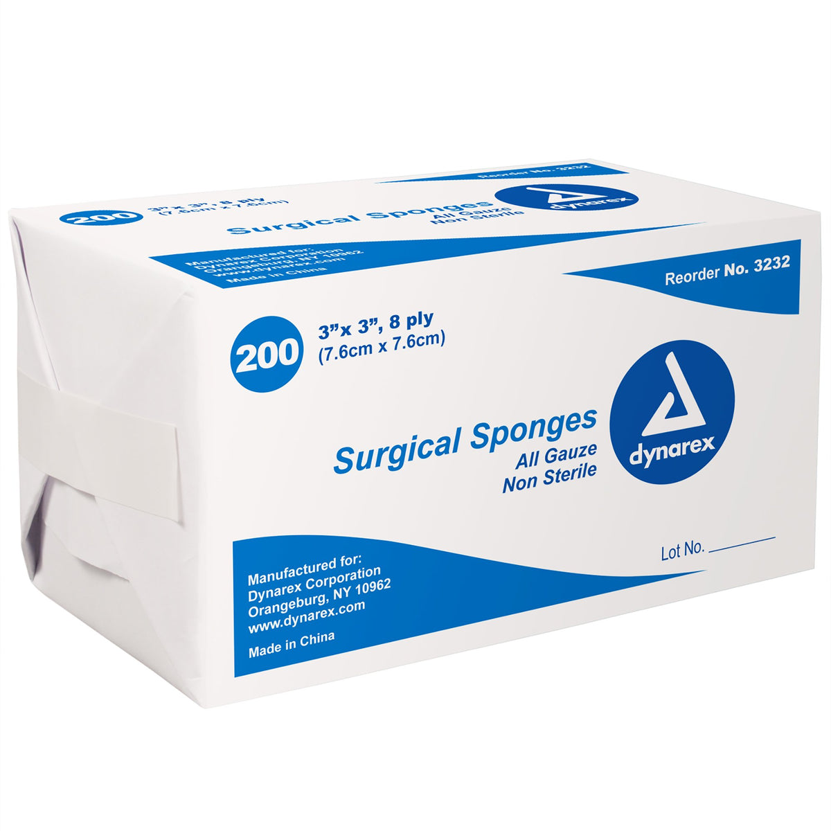 dynarex� Gauze Sponge, 3 x 3 Inch, 8-Ply-Gauze Sponge Dynarex� 3 X 3 Inch 8-Ply NonSterile 200 per Pack