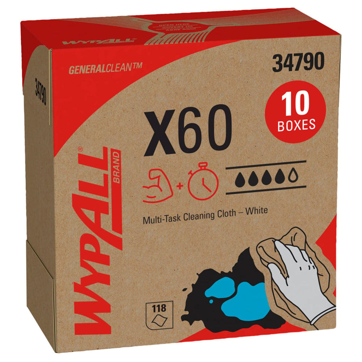 Multipurpose Task Wipe WypAll® GeneralClean™ X60 118 Count Dispenser Box 8 X 16 Inch NonSterile Disposable - Housekeeping>...