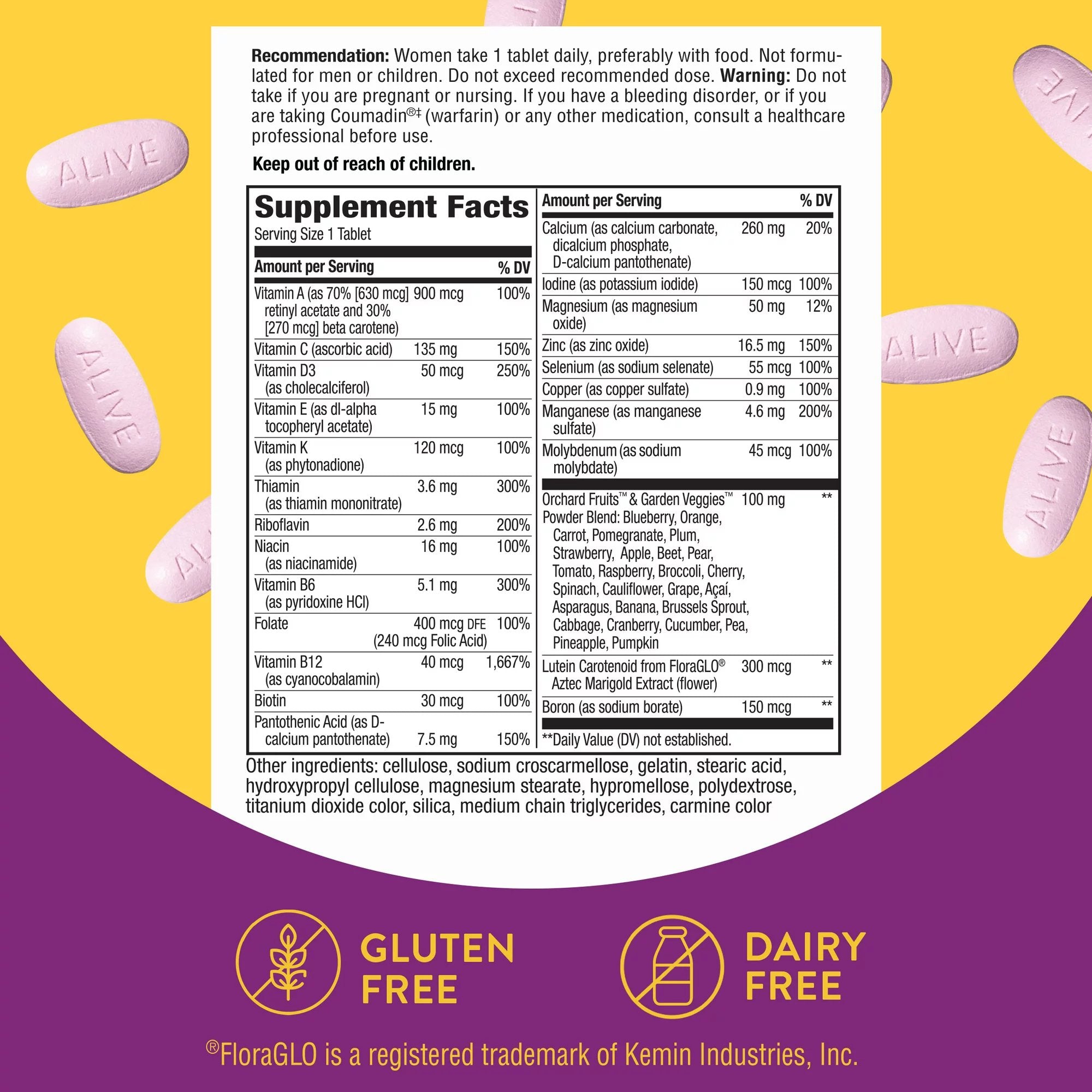 Nature's Way Alive! Women's 50+ Complete Multivitamin Tablets-Multivitamin Supplement Alive! Womens 50+ Vitamin A / Vitamin C 900 mcg / 135 mg Strength Tablet 50 per Box