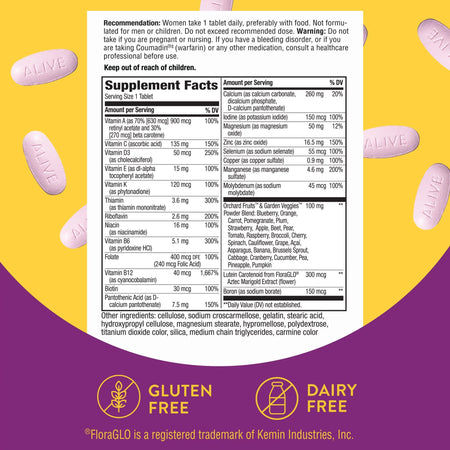 Nature's Way Alive! Women's 50+ Complete Multivitamin Tablets-Multivitamin Supplement Alive! Womens 50+ Vitamin A / Vitamin C 900 mcg / 135 mg Strength Tablet 50 per Box
