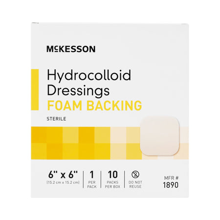 McKesson Hydrocolloid Dressing, 6 x 6 Inch-Hydrocolloid Dressing McKesson Foam Backing 6 X 6 Inch Square Hydrocolloid / Foam