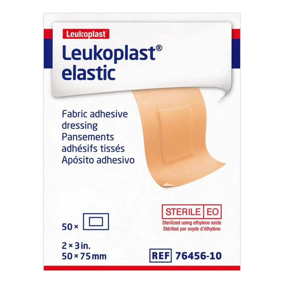 Leukoplast Elastic Adhesive Strip, 2 x 3 Inch-Adhesive Strip Leukoplast Elastic 2 X 3 Inch Cross-Elastic Material Rectangle Tan Sterile