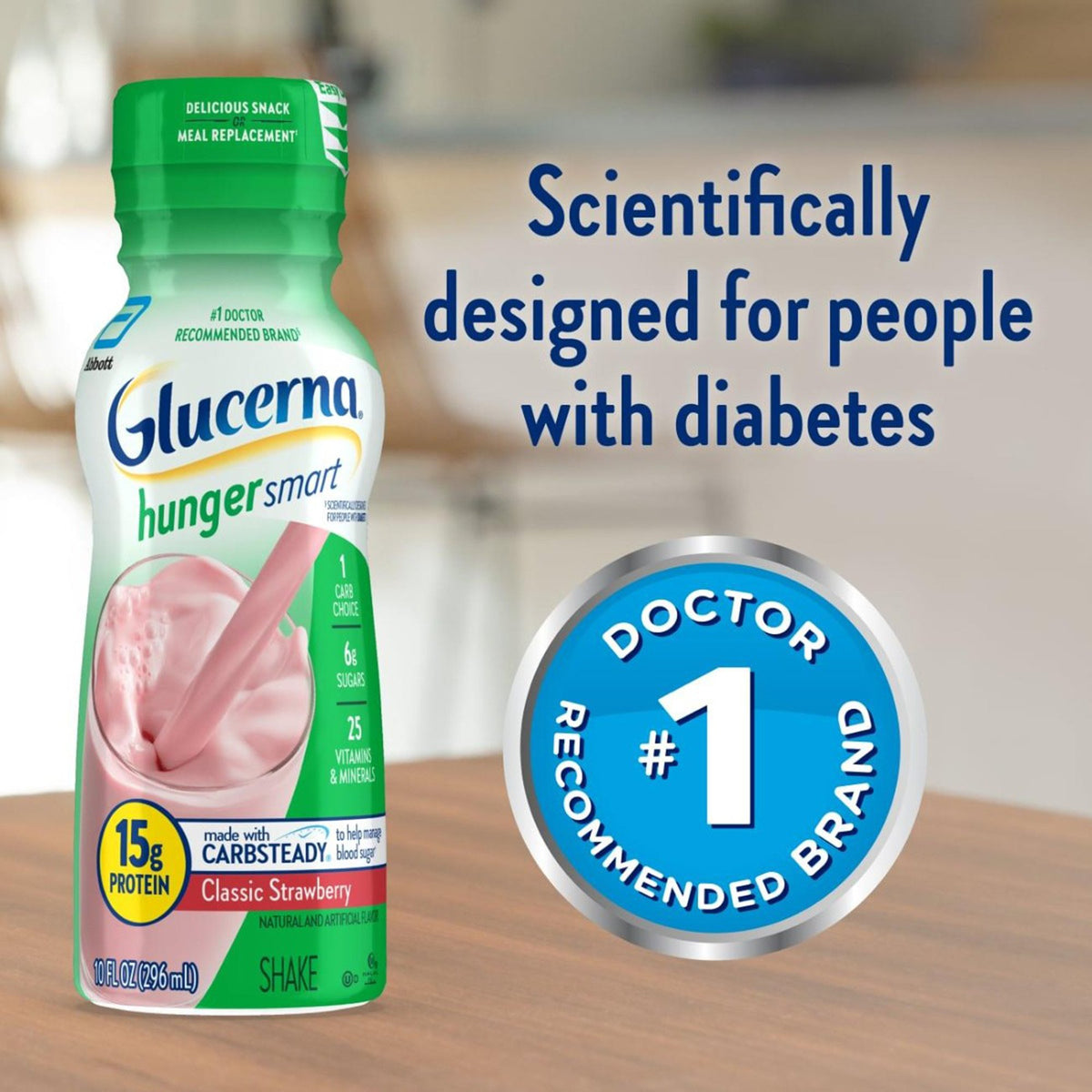 Oral Supplement Glucerna® Hunger Smart Shake Creamy Strawberry Flavor Liquid 10 oz. Bottle