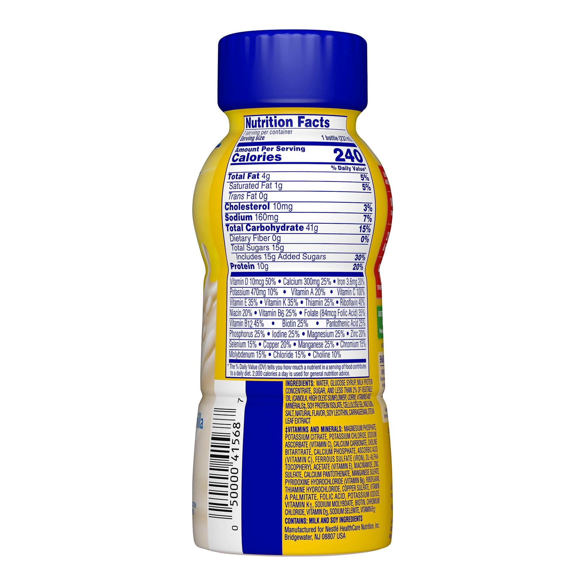 Carnation Breakfast Essentials Vanilla Nutritional Drink, 8-ounce bottle-Oral Supplement Carnation Breakfast Essentials Vanilla Flavor Liquid 8 oz. Bottle
