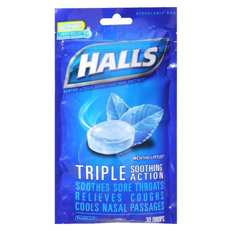 Halls Mentho-Lyptus Cough Suppressant/Oral Analgesic-Cold and Cough Relief Halls 5.4 mg Strength Lozenge 30 per Bag