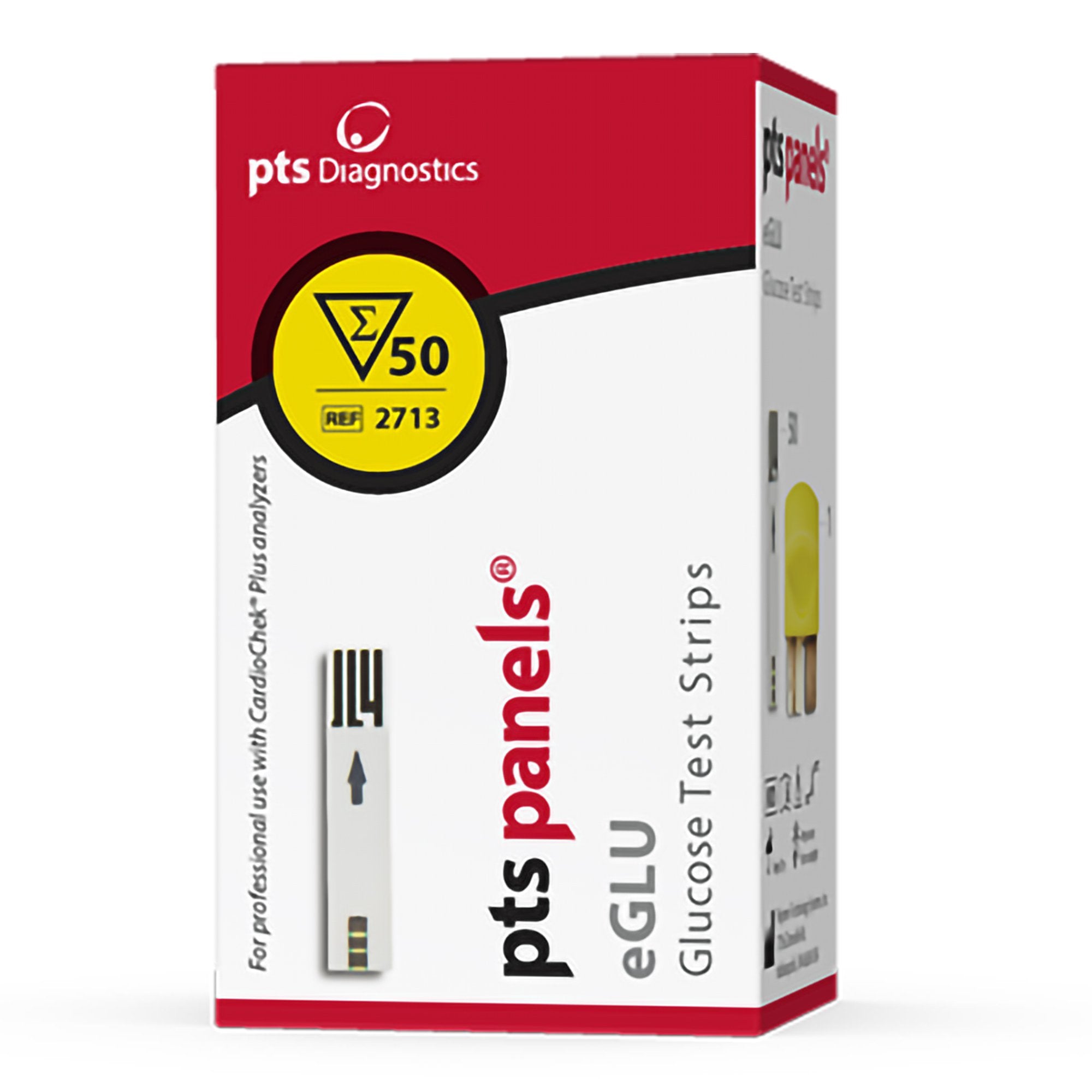 PTS Panel eGLU Reagent Test Strip for use with CardioChek Plus Analyzers, Glucose test-General Chemistry Reagent PTS Panel eGLU Glucose CLIA Waived For CardioChek Plus Analyzers 50 Tests