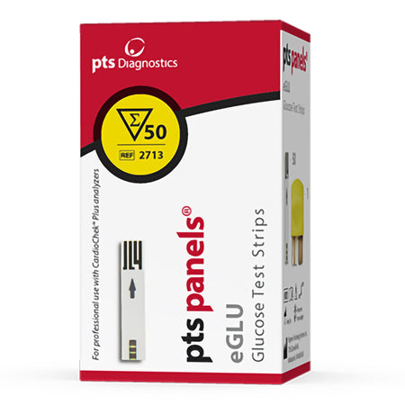 PTS Panel eGLU Reagent Test Strip for use with CardioChek Plus Analyzers, Glucose test-General Chemistry Reagent PTS Panel eGLU Glucose CLIA Waived For CardioChek Plus Analyzers 50 Tests