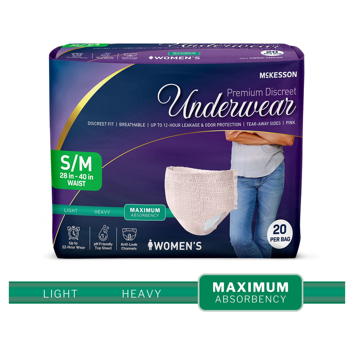 McKesson Premium Discreet Underwear for Women, Maximum Absorbency, Small/Medium - Incontinence>Adult Briefs and Protective...