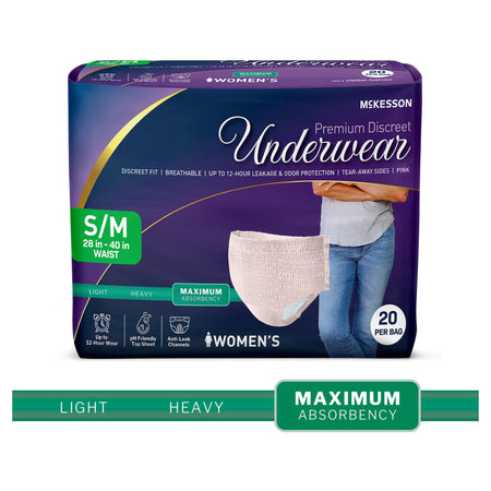 McKesson Premium Discreet Underwear for Women, Maximum Absorbency, Small/Medium - Incontinence>Adult Briefs and Protective...