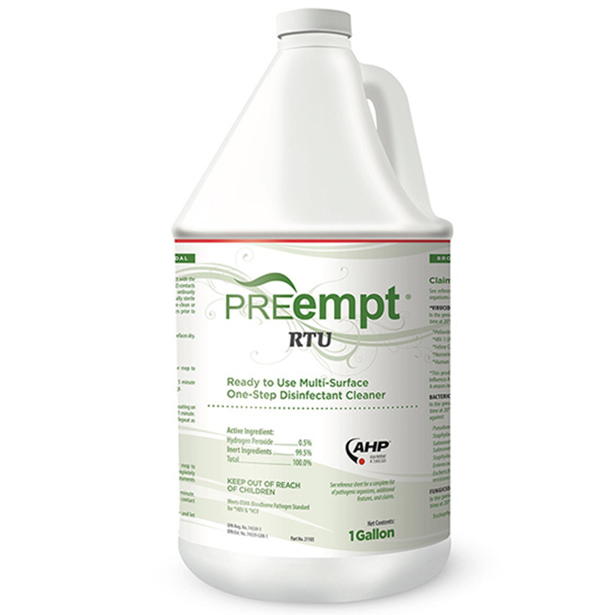 PREempt RTU Surface Disinfectant Cleaner, 1 gal.-PREempt RTU Surface Disinfectant Cleaner Peroxide Based Manual Pour Liquid 1 gal. Jug Scented NonSterile