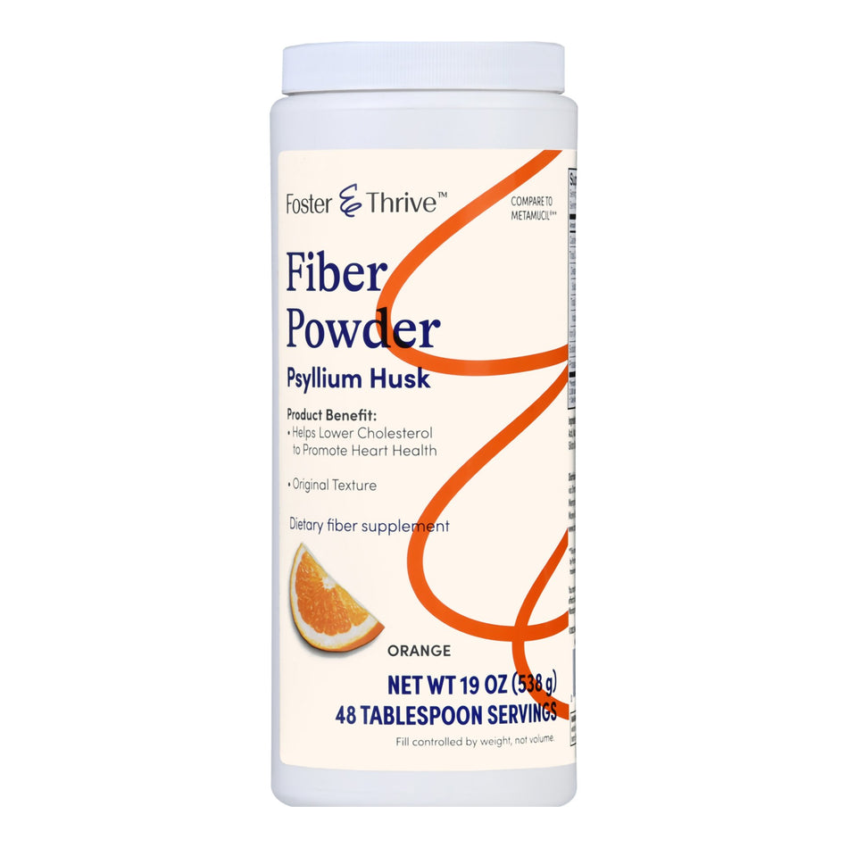 Foster & Thrive Fiber Powder Original Texture Orange-Fiber Supplement Foster & Thrive Orange Flavor Powder 19 oz. Psyllium Husk