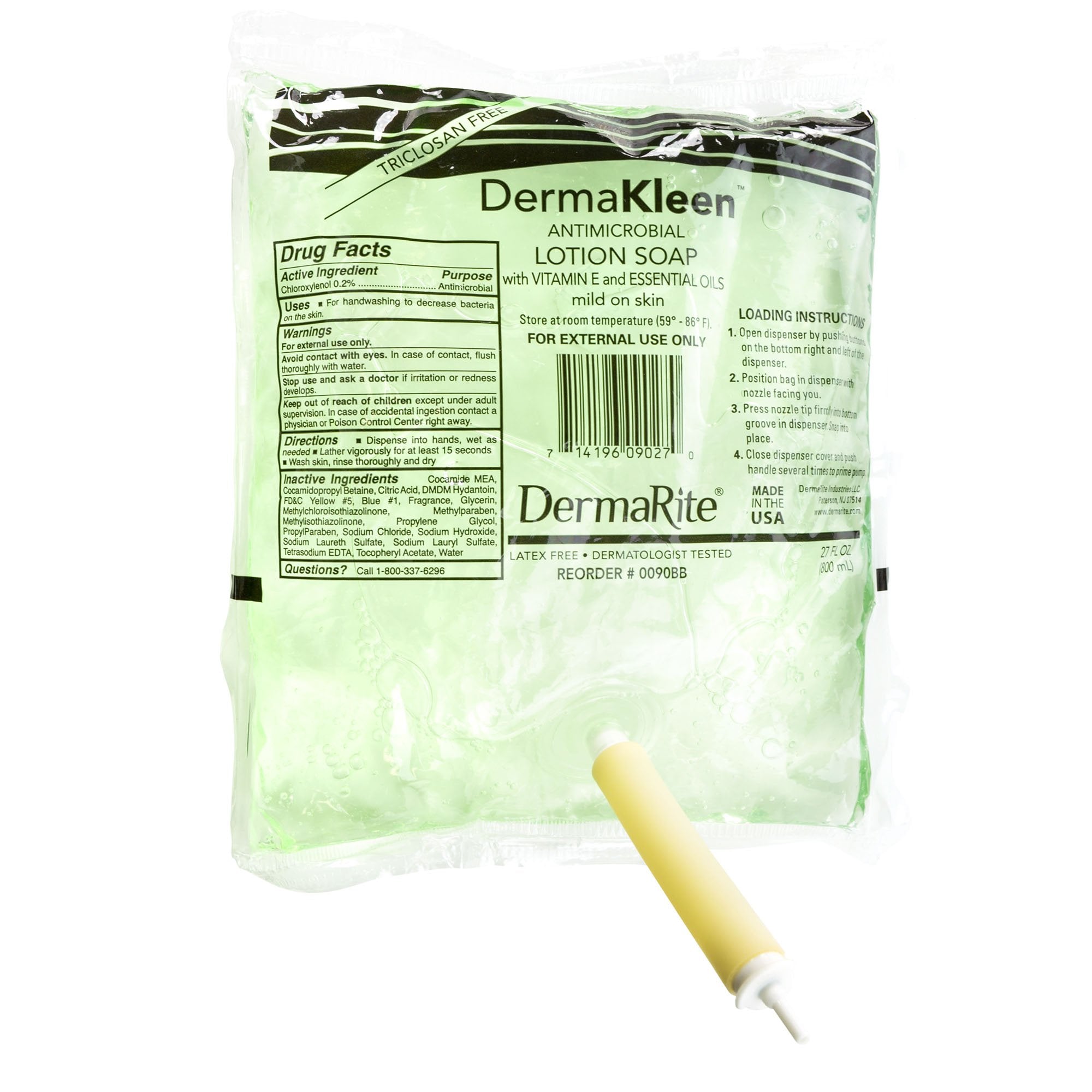 DermaKleen Antimicrobial Soap 800 mL Dispenser Refill Bag-Antimicrobial Soap DermaKleen Lotion 800 mL Dispenser Refill Bag Scented